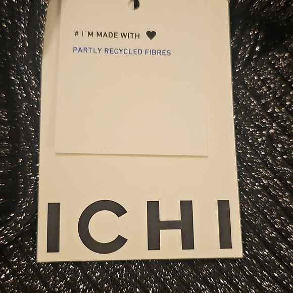 NWT ICHI Metallic Crossback Long Sleeved Ribbed Knit Metallic Black Top XL - Picture 12 of 13